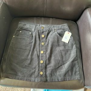 BillaBong Black Corduroy Mini Skirt NWT